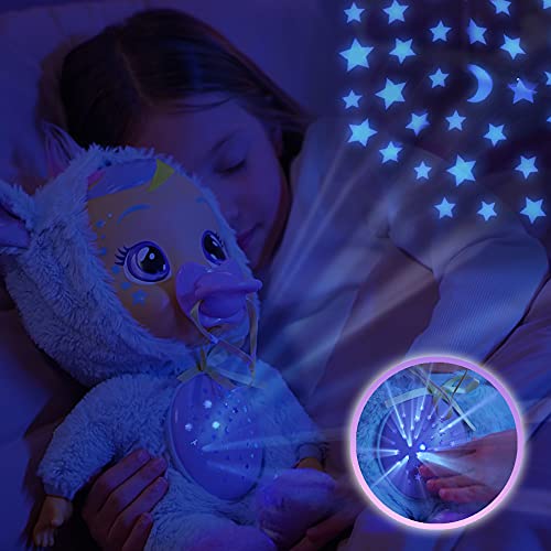 BEBÉS LLORONES Goodnight Starry Sky Jenna | Suave muñeca quitamiedos para dormir, que llora lágrimas LED, proyecta cielo de estrellas con música relajante | Regalo y muñeca ideal para niños de +2 años