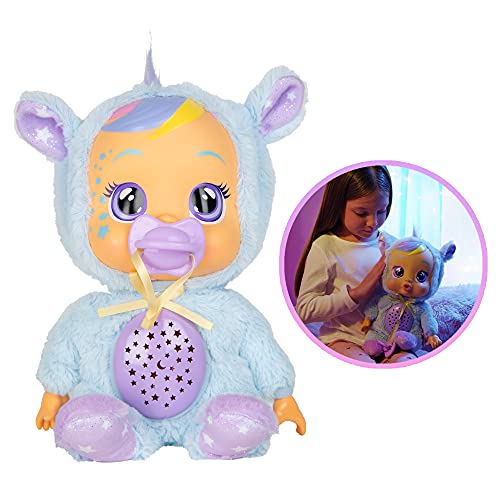 BEBÉS LLORONES Goodnight Starry Sky Jenna | Suave muñeca quitamiedos para dormir, que llora lágrimas LED, proyecta cielo de estrellas con música relajante | Regalo y muñeca ideal para niños de +2 años