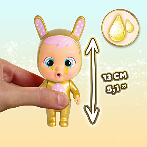 Bebés Llorones Lágrimas Mágicas Casita Dorada (Golden Edition)- Mini bebé llorón sorpresa coleccionable con lágrimas y accesorios dorado; muñeca para niña y niño de +3 años