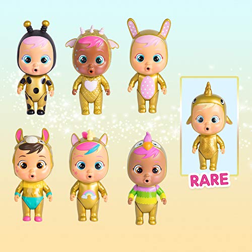 Bebés Llorones Lágrimas Mágicas Casita Dorada (Golden Edition)- Mini bebé llorón sorpresa coleccionable con lágrimas y accesorios dorado; muñeca para niña y niño de +3 años