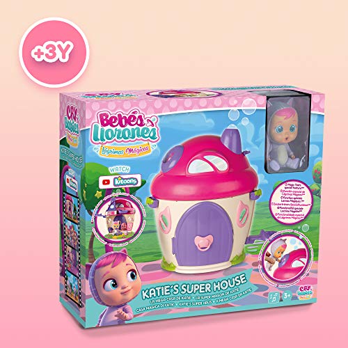 BEBÉS LLORONES LÁGRIMAS MÁGICAS La Casa de Katie - Casita mágica con música y pompa de jabón y la muñeca exclusiva Katie; Juguete para niña y niño +3 años