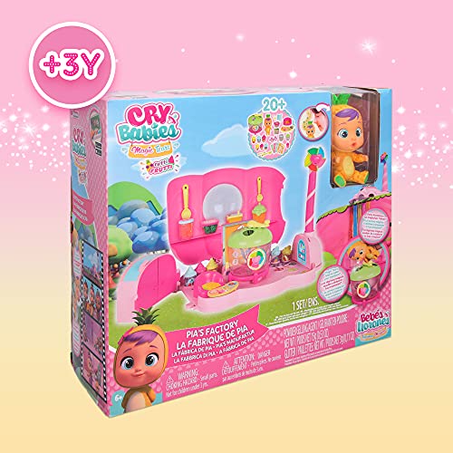 BEBÉS LLORONES LÁGRIMAS MÁGICAS Tutti Frutti La Fábrica de Pia | Playset con muñeca exclusiva Pia y 20 accesorios para crear mini batidos, zumos y gelatinas - Juguete +3 años