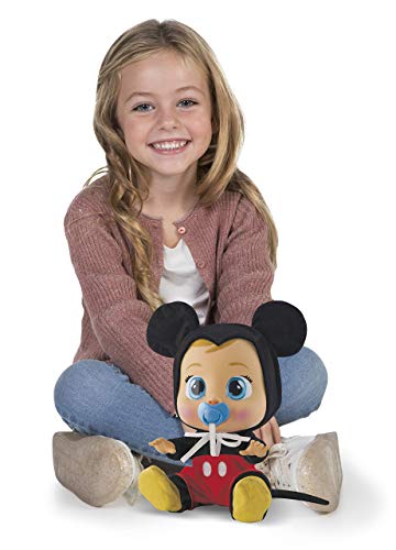 Bebés Llorones Mickey Mouse - Muñeco interactivo que llora de verdad con chupete y pijama de Mickey