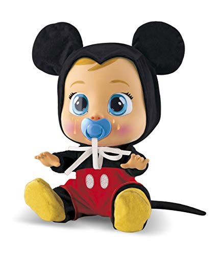 Bebés Llorones Mickey Mouse - Muñeco interactivo que llora de verdad con chupete y pijama de Mickey