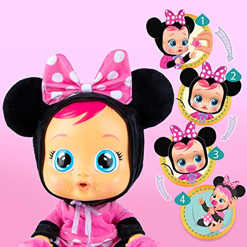 BEBÉS LLORONES Minnie Muñeca interactiva que llora de verdad con chupete y pijama de Minnie, muñeco para niñas y niños +18 meses