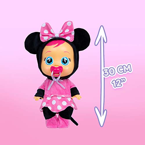 BEBÉS LLORONES Minnie Muñeca interactiva que llora de verdad con chupete y pijama de Minnie, muñeco para niñas y niños +18 meses