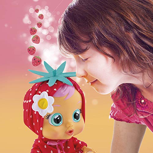 BEBÉS LLORONES Tutti Frutti Ella, la fresa Muñeca interactiva que llora de verdad con chupete y pijama con olor a fruta, muñeco para niñas y niños +18 meses