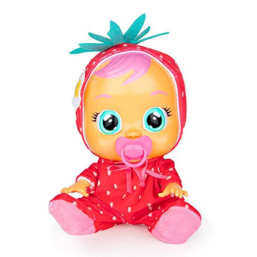 BEBÉS LLORONES Tutti Frutti Ella, la fresa Muñeca interactiva que llora de verdad con chupete y pijama con olor a fruta, muñeco para niñas y niños +18 meses