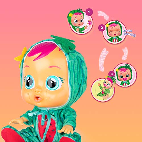 Bebés Llorones Tutti Frutti Mel - Muñeca interactiva que llora de verdad con chupete y pijama de Sandía con olor a fruta