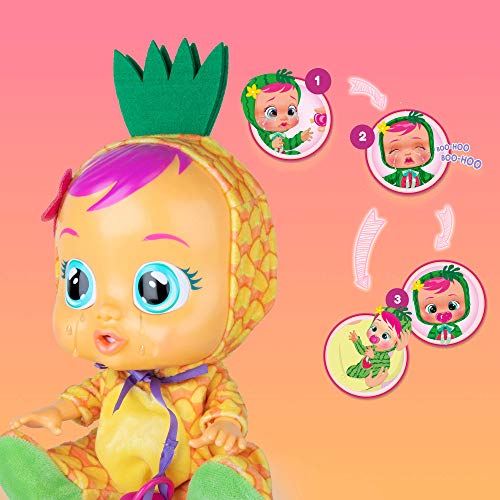 BEBÉS LLORONES Tutti Frutti Pia, la piña Muñeca interactiva que llora de verdad con chupete y pijama de Piña con olor a fruta muñeco para niñas y niños a partir de 18 meses