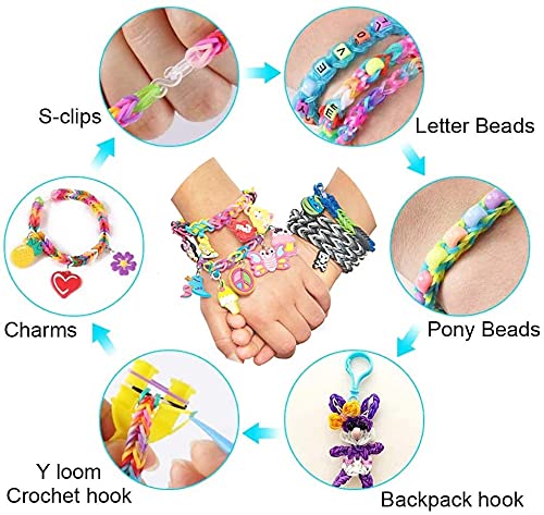 Befol Pulseras Gomas, DIY Gomas para Purseras, 2500 Comitas Elásticas Plásticas Cuantas para Collares de Colores Goma de Juguete para Niños de Anillos y Collares de Bricolaje Manualidad