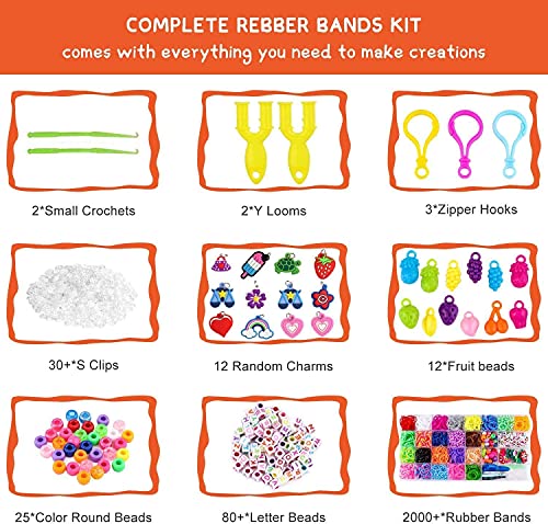 Befol Pulseras Gomas, DIY Gomas para Purseras, 2500 Comitas Elásticas Plásticas Cuantas para Collares de Colores Goma de Juguete para Niños de Anillos y Collares de Bricolaje Manualidad