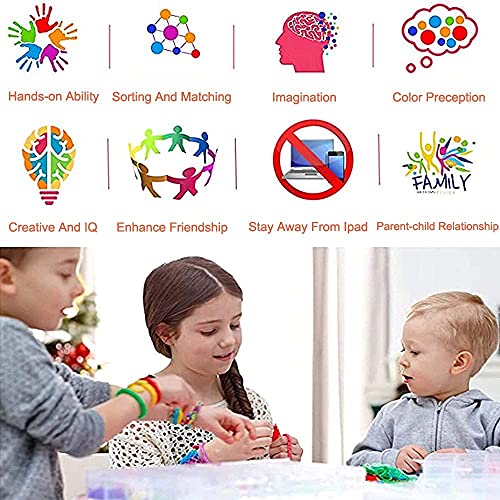 Befol Pulseras Gomas, DIY Gomas para Purseras, 2500 Comitas Elásticas Plásticas Cuantas para Collares de Colores Goma de Juguete para Niños de Anillos y Collares de Bricolaje Manualidad