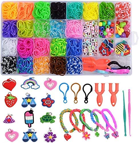 Befol Pulseras Gomas, DIY Gomas para Purseras, 2500 Comitas Elásticas Plásticas Cuantas para Collares de Colores Goma de Juguete para Niños de Anillos y Collares de Bricolaje Manualidad