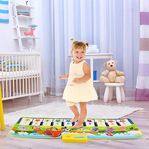 BelleStyle Alfombra de Piano, Alfombra Musical para Bebé, Estera de Piano Musical con 8 Instrumentos 10 Teclas de Piano Baile Tapete Juguetes para Niños Niñas de 3 a 6 Años 100 * 36cm