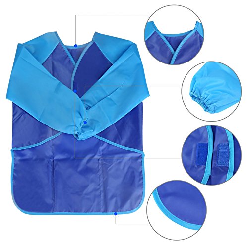 BelleStyle Delantales de Niños, 2 Pack Delantal para Cocina y la Pintura para 3-6 Años Niños (Azul and Rojo) (Blue and Red)