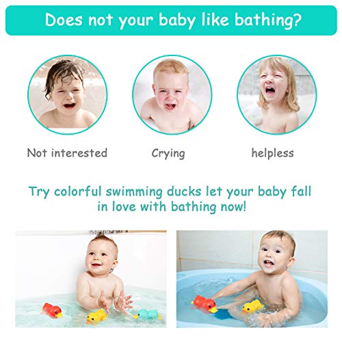 BelleStyle Juguetes Bañera, Juguete de baño para Bebés 0 1 2 3 Año, Juegos de Agua Baño, Bañera Flotante Juguetes para Bebe, Juguetes Ducha para Bebés, Relojería Juguetes de Patos para Niños Set de 3