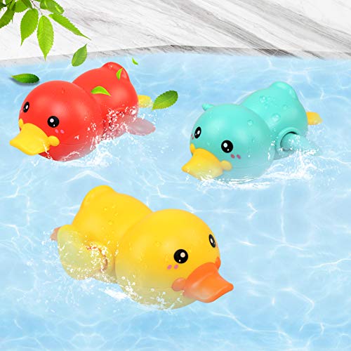 BelleStyle Juguetes Bañera, Juguete de baño para Bebés 0 1 2 3 Año, Juegos de Agua Baño, Bañera Flotante Juguetes para Bebe, Juguetes Ducha para Bebés, Relojería Juguetes de Patos para Niños Set de 3