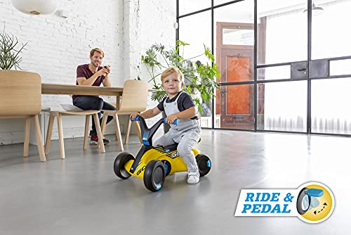 Berg 24.50.04.00 GO² 2 en 1 - Coche Antideslizante para niños con Pedales Plegables, para niños de 10 a 30 Meses (Amarillo)