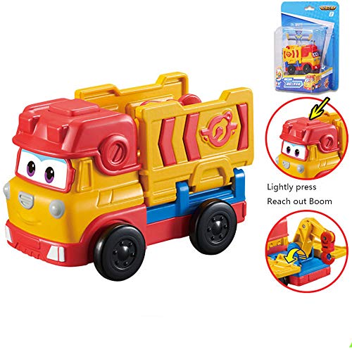 BESTWALED Super Alas Coche De Juguete para Niños Camión De Bomberos Sparky, Remi,Vehículo De Ingeniería Alpha, Luqi, Multifunción Mini Vehículo Coche Inercial De Botón