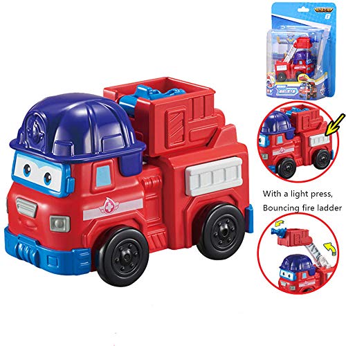 BESTWALED Super Alas Coche De Juguete para Niños Camión De Bomberos Sparky, Remi,Vehículo De Ingeniería Alpha, Luqi, Multifunción Mini Vehículo Coche Inercial De Botón