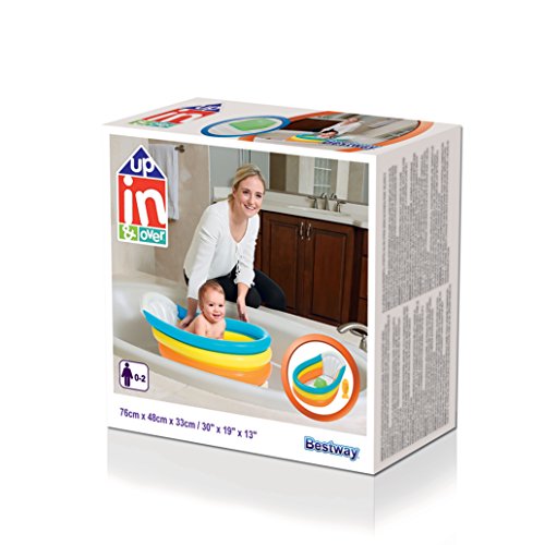 BESTWAY 51134 - Bañera Hinchable Infantil Up, In & Over Squeaky 76x48x33 cm con Termómetro Fácil de Inflar y Desinflar con Respaldo y Tope en la Base