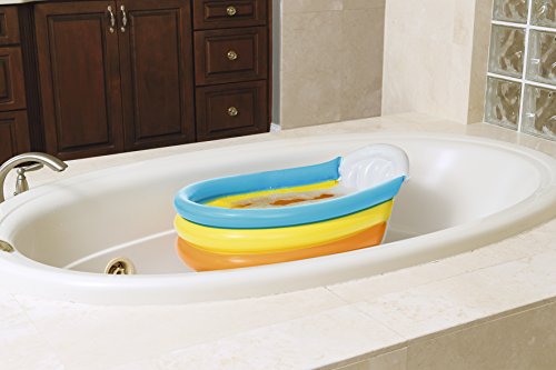 BESTWAY 51134 - Bañera Hinchable Infantil Up, In & Over Squeaky 76x48x33 cm con Termómetro Fácil de Inflar y Desinflar con Respaldo y Tope en la Base