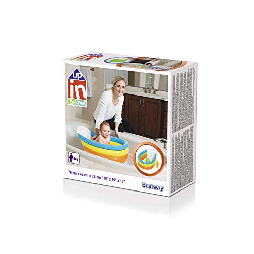 BESTWAY 51134 Squeaky Clean Inflatable Bath - Bañera Hinchable para bebé con termómetro, Multicolor, 76 x 48 x 33 cm