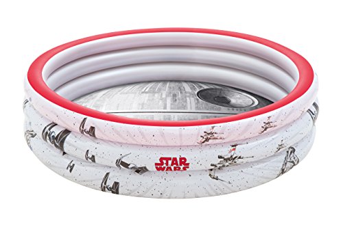 BESTWAY 91209 - Piscina Hinchable Infantil Star Wars Redonda 152x30 cm Estructura 3 Anillos Vinilo Resistente Blanco y Rojo con Parche de Reparación Incluido