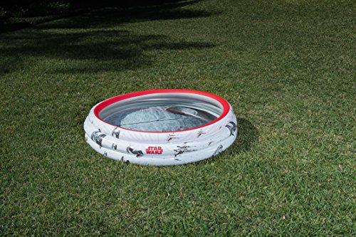 BESTWAY 91209 - Piscina Hinchable Infantil Star Wars Redonda 152x30 cm Estructura 3 Anillos Vinilo Resistente Blanco y Rojo con Parche de Reparación Incluido