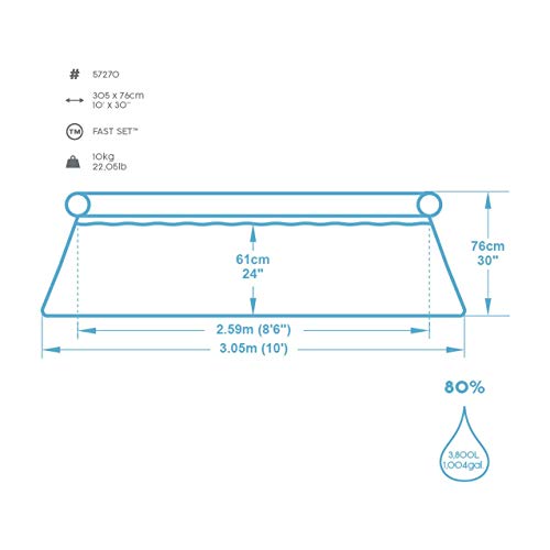 Bestway Fast Set Juego de Piscina con Bomba de Filtro, Azul, 305 x 76 cm