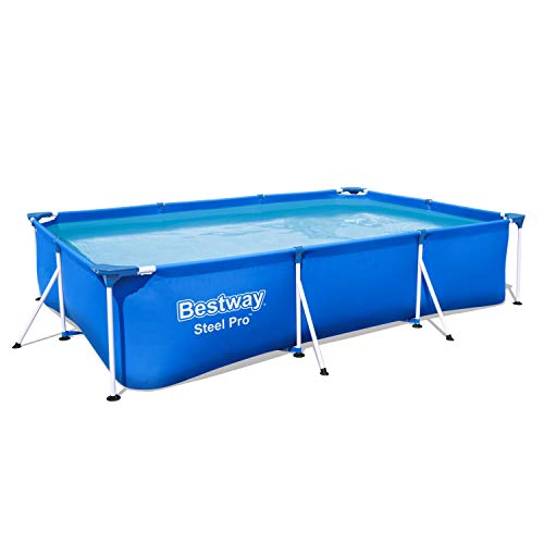 Bestway Steel Pro Frame - Piscina cuadrada (300 x 201 x 66 cm, marco de acero, con bomba de filtro), color azul