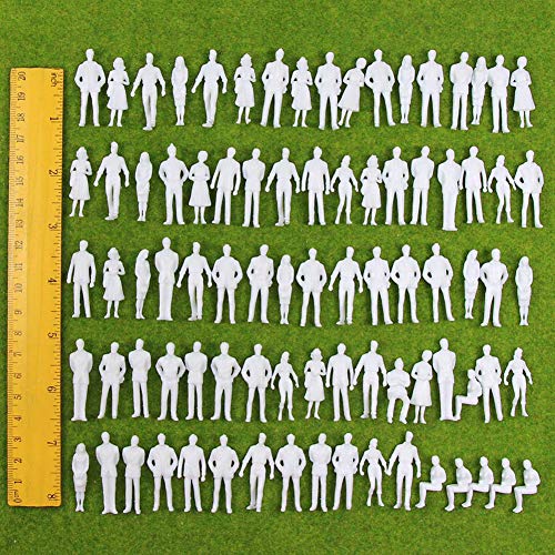 BESTZY 100pcs Modelo blanco Architectural sin pintar Tren Personas Figura Pasajeros 1: 75 Model Figures