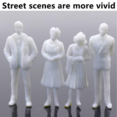 BESTZY 100pcs Modelo blanco Architectural sin pintar Tren Personas Figura Pasajeros 1: 75 Model Figures