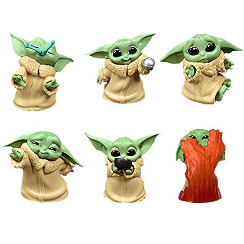 BESTZY Baby Yoda Toy 6 Figuras de Peluche para Bebé Baby Yoda Doll Figure Modelo de Acción para la Oficina o Los Niños(B)