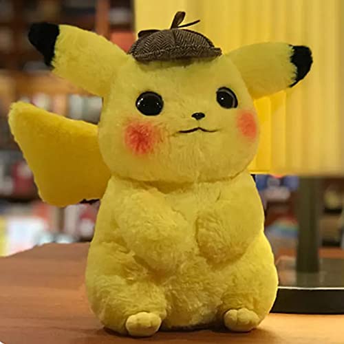 Betory 28Cm Detective Pikachu Peluches, Peluches Pikachu, Pikachu Peluche con Sombrero, Muñecos de Anime Regalos de cumpleaños de Navidad para niños