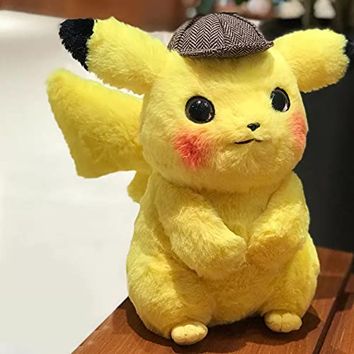 Betory 28Cm Detective Pikachu Peluches, Peluches Pikachu, Pikachu Peluche con Sombrero, Muñecos de Anime Regalos de cumpleaños de Navidad para niños