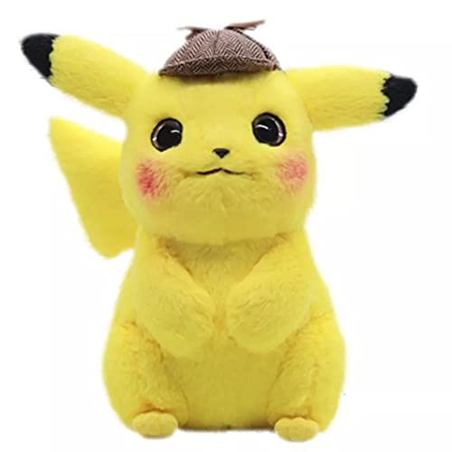 Betory 28Cm Detective Pikachu Peluches, Peluches Pikachu, Pikachu Peluche con Sombrero, Muñecos de Anime Regalos de cumpleaños de Navidad para niños