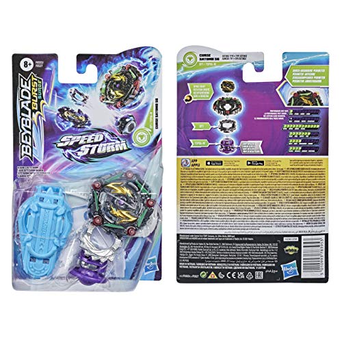 Beyblade Burst Surge Speedstorm - Kit Inicial - Curse Satomb S6 - Top de Batalla Tipo Defensa con Lanzador - Juguete para niños