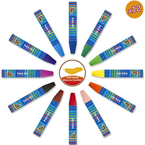 BIC Kids Maletín de Colores para Niños con 12 Rotuladores, 12 Ceras, 6 Tubos de Pegamento con Purpurina y 1 Dibujo para Colorear