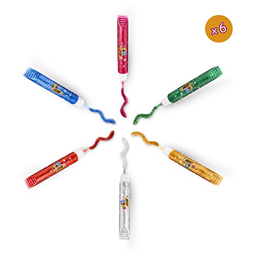 BIC Kids Maletín de Colores para Niños con 12 Rotuladores, 12 Ceras, 6 Tubos de Pegamento con Purpurina y 1 Dibujo para Colorear