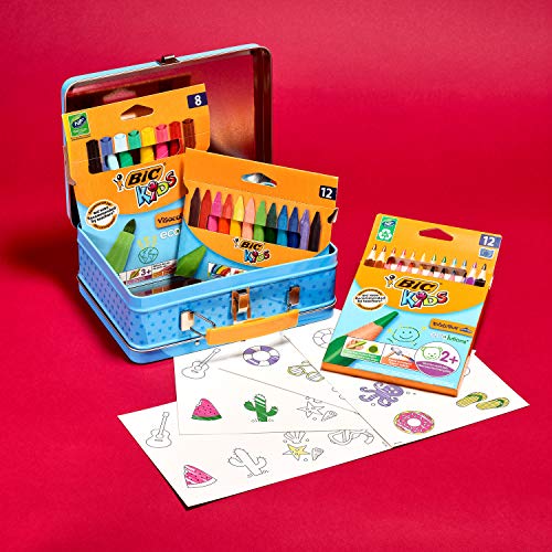 BIC Kids Memory Game Estuche Viaje: Lápices, Ceras, Rotuladores, Juego de Memoria 32 Piezas - Caja de 64