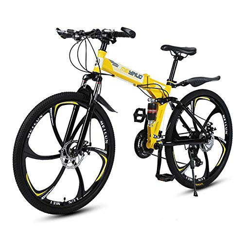 Bici de montaña plegable para adultos, 26 pulgadas de 21 velocidad doble freno de disco monta en bicicleta con marco de acero de alto carbono, MTB doble suspensión, Outroad competir con de ciclo