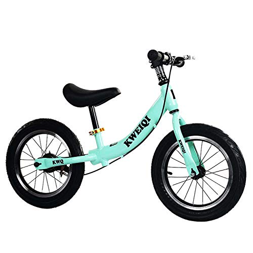 Bicicleta Balance Sin Pedales, Bici con Ruedas De 14" para Niños De 3-7 Años, Balance Bici con Sillín Ajustable, Neumáticos Inflables para Aprendizaje De Equilibrio (Máximo 30 Kg),Verde