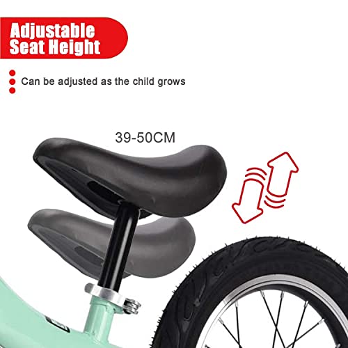 Bicicleta Balance Sin Pedales, Bici con Ruedas De 14" para Niños De 3-7 Años, Balance Bici con Sillín Ajustable, Neumáticos Inflables para Aprendizaje De Equilibrio (Máximo 70 Kg),Negro