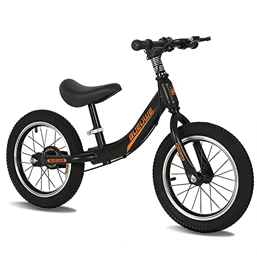 Bicicleta Balance Sin Pedales, Bici con Ruedas De 14" para Niños De 3-7 Años, Balance Bici con Sillín Ajustable, Neumáticos Inflables para Aprendizaje De Equilibrio (Máximo 70 Kg),Negro