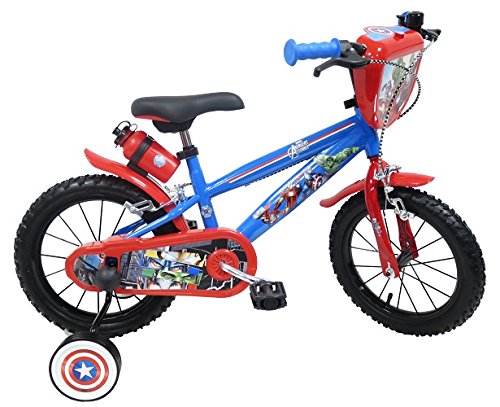 Bicicleta de 14 Pulgadas para niño con Licencia de Avengers – 2 Frenos con portabidón + bidón Trasero