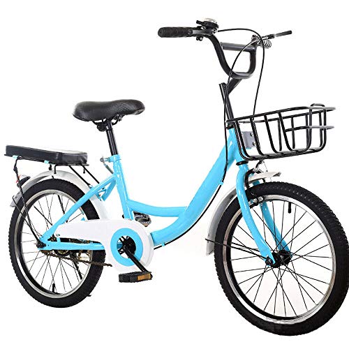 Bicicleta de 20 pulgadas para niña, de acero al carbono, color azul, para estatura de 115 – 130 cm