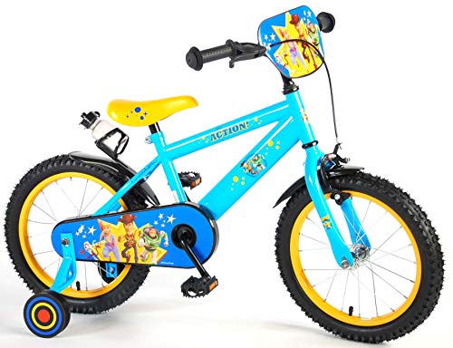 Bicicleta Niño Chico 16 Pulgadas Toy Story Freno Delantero al Manillar y Trasero Contropedal Ruedas Extraíbles Azul Amarillo 85% Montado