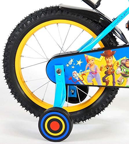 Bicicleta Niño Chico 16 Pulgadas Toy Story Freno Delantero al Manillar y Trasero Contropedal Ruedas Extraíbles Azul Amarillo 85% Montado